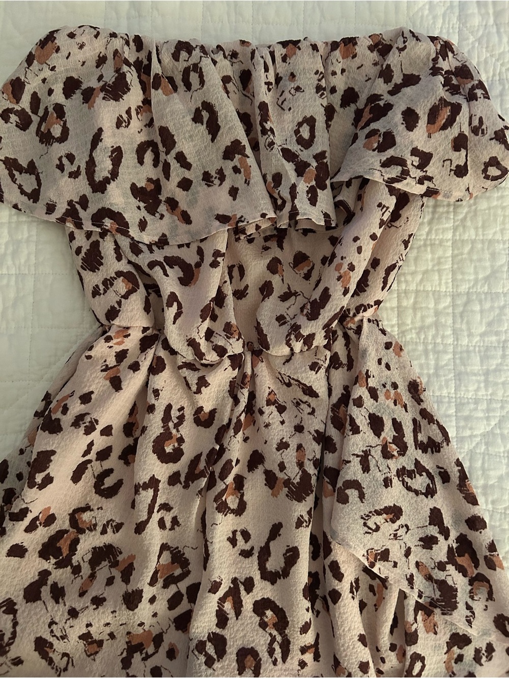 Girls Beige Leopard Print Ruffle romper - Picture 2 of 2
